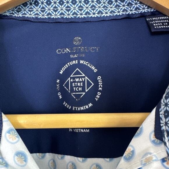 Construct Pattern Slim Fit No Iron Button Front Shirt Multicolor sz L - Picture 4 of 7